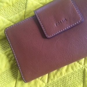Fossil leather clutch